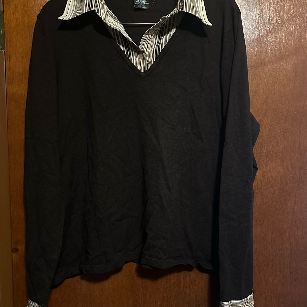 East 5th Brown and Cream Striped Blouse